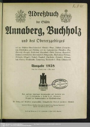 1928: Adressbuch der Städte Annaberg, Buchholz und des Obererzgebirges