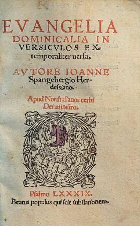 Evangelia Dominicalia In Versicvlos Extemporaliter uersa