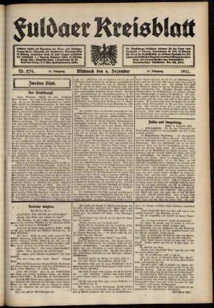 Zweite Ausgabe vom Mittwoch, den 06. Dezember 1911.