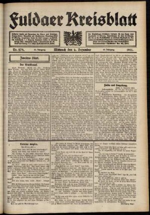 Zweite Ausgabe vom Mittwoch, den 06. Dezember 1911.