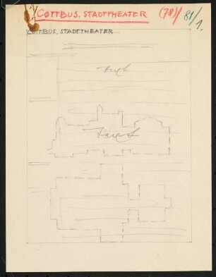 Stadttheater, Cottbus: Layout-Skizze, drei Seiten