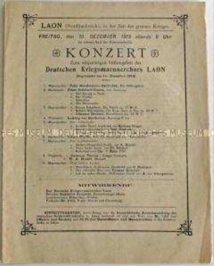 Programm eines Konzertes für die deutsche Armee im besetzten Frankreich, mit Lied-Texten