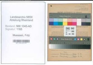 Entnazifizierung Fritz Muessen , geb. 13.07.1911 (Vermessungstechniker)