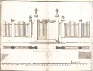 Pedetti, Peter Moritz (Maurizio); Pfünz bei Eichstätt; Schloss (Codex Aureatinus) - Gartentor (Grundriss, Aufriss)