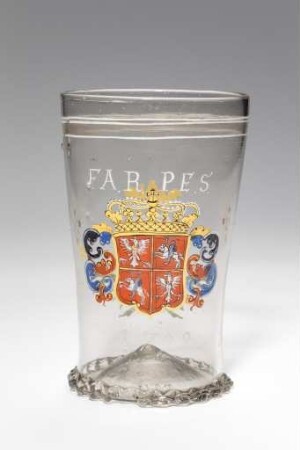 Glasbecher mit sächsisch-polnischem Wappen