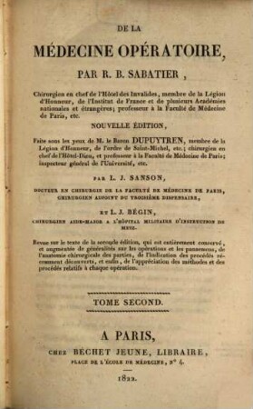 De la médecine opératoire, 2