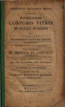 Pathologia corporis vitrei in oculo humano