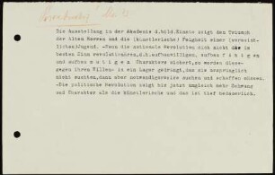 Die Ausstellung in der Akademie d. bild. Künste