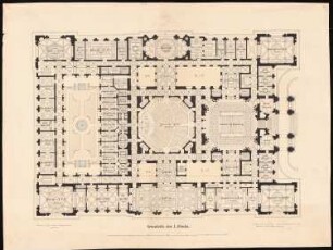Reichstag, Berlin Zweiter Wettbewerb: Grundriss des I. Stocks 1:100
