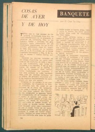 Banquete : Cosas de ayer y de hoy