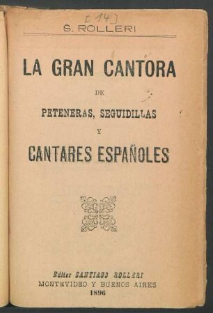 La gran cantora de peteneras, seguidillas y cantares españoles