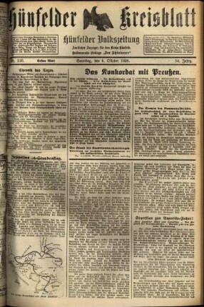 Erste Ausgabe vom Samstag, den 06. Oktober 1928.