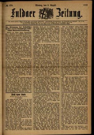 Ausgabe vom Montag, den 08. August 1887.