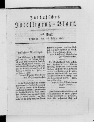 7tes Stück, Ausgabe vom 16. Febr. 1810