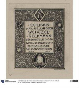 Ex libris Maria Elisabeth Wentzel-Heckmann