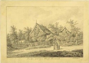 Zwei strohgedeckte Bauernhäuschen in Pennrich (Dresden-Pennrich)