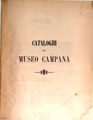 Cataloghi del Museo Campana : catalogo della classe 1 - 12
