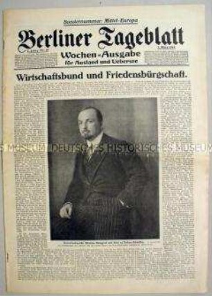 Wochenausgabe des "Berliner Tageblatt" u.a. zum Wirtschaftsbund der Mittelmächte