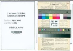 Entnazifizierung Grete Pistorius , geb. 08.06.1904 ()