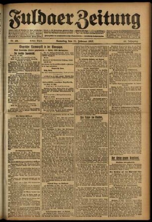 Erste Ausgabe vom Samstag, den 17. Februar 1917.