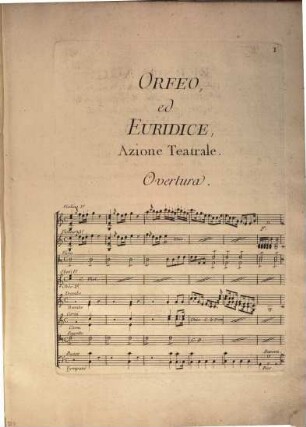 ORFEO ED EURIDICE : AZIONE TEATRALE Per Musica DEL SIGN.R CAV. CRISTOFANO GLUCK, ... Rappresentata in Vienna, nell'anno 1764. ... Gravé par Chambon