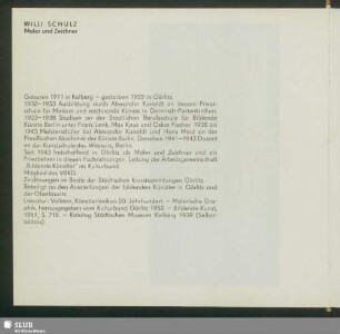 Willi Schulz, Maler und Zeichner