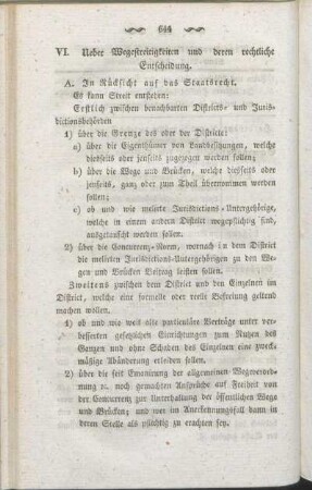 VI. Ueber Wegestreitigkeiten und deren rechtliche Entscheidung.