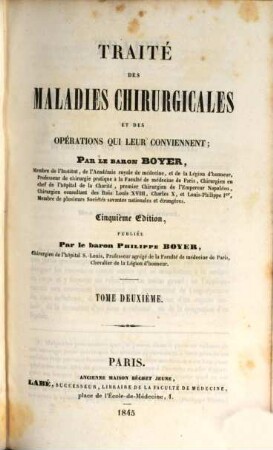 Traité des maladies chirurgicales et des opérations qui leur conviennent, 2
