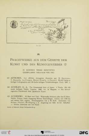 Prachtwerke aus dem Gebiete der Kunst und des Kunstgewerbes (Nr. 421-494)