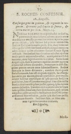 S. Rochus Confessor. 16. Augusti