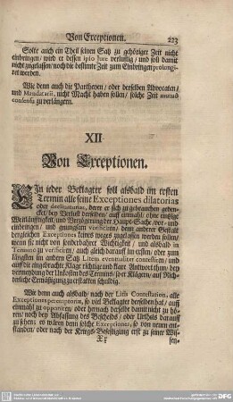 XII. Von Exceptionen.