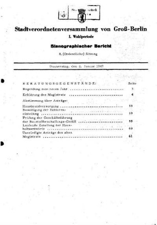1947: Stenographischer Bericht