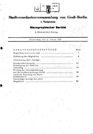 1947: Stenographischer Bericht