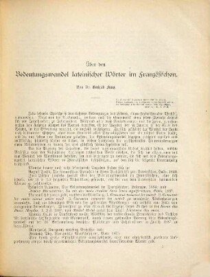 Über den Bedeutungswandel lateinischer Wörter im Französischen