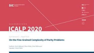 On the Fine-Grained Complexity of Parity Problems: Q/A Session E - Paper E3.D