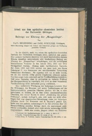 Beiträge zur Klärung der "Manganfrage".