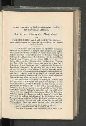 Beiträge zur Klärung der "Manganfrage".