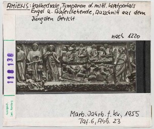 Amiens, Kathedrale: mittl. Westportal, Tympanon, Jüngstes Gericht: Auferstehung, Engel
