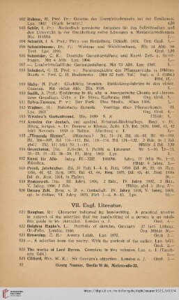 VII. Engl. Literatur (Nr. 921 - 965)