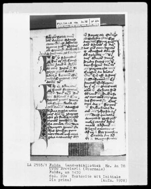 Ordo Breviarii — Initiale I(n prima), Folio 20verso