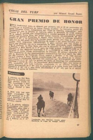 Gran premio de honor : Cosas del turf