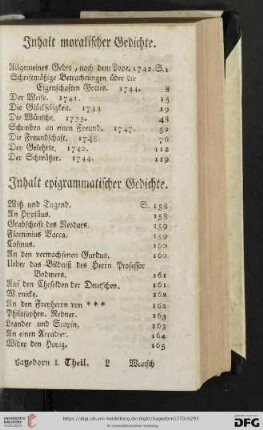 Inhalt moralischer Gedichte