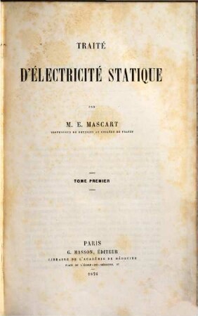 Traité d'électricité statique, 1