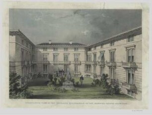 Perspektivische Ansicht des Inneren eines Viertels am Hanover Square in London, Lithographie, um 1845?