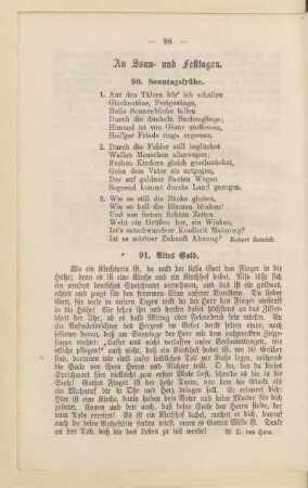 An Sonn- und Festtagen