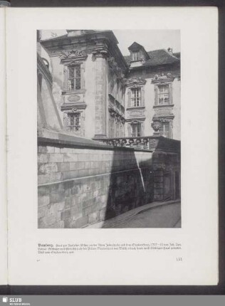 Bamberg. Haus zur Agelaster (Elster) an der Alten Judenstraße und dem Stephansberg, 1707-13 von Joh. Ign. Tobias Böttinger wahrscheinlich nach den Plänen Maximilians von Welsch erbaut, heute meist Böttinger-Haus genannt
