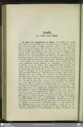 Akustik, d. i. Lehre vom Schall.