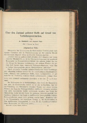 Über den Zustand gelöster Stoffe auf Grund von verteilungsversuchen.