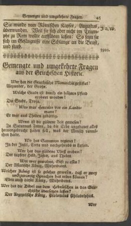 Gemengte und umgekehrte Fragen aus der Griechischen Historie