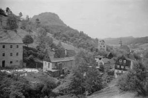 Königstein. Blick über den Ort zur Festung Königstein